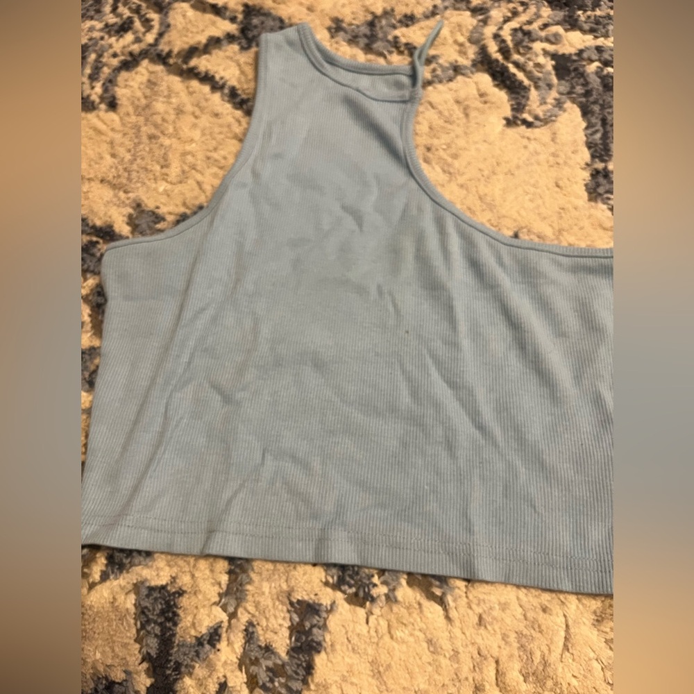 SHEIN Light Blue Ribbed Tank Top - Picture 2 of 3